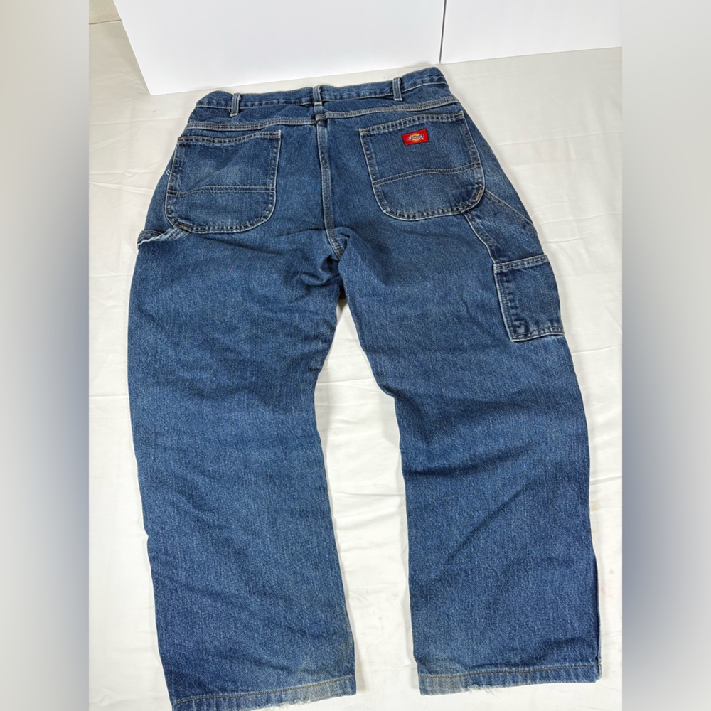 Dickies Carpenter Jeans 36x30 Blue Utility Workwear Hammer Loop Denim Relaxed